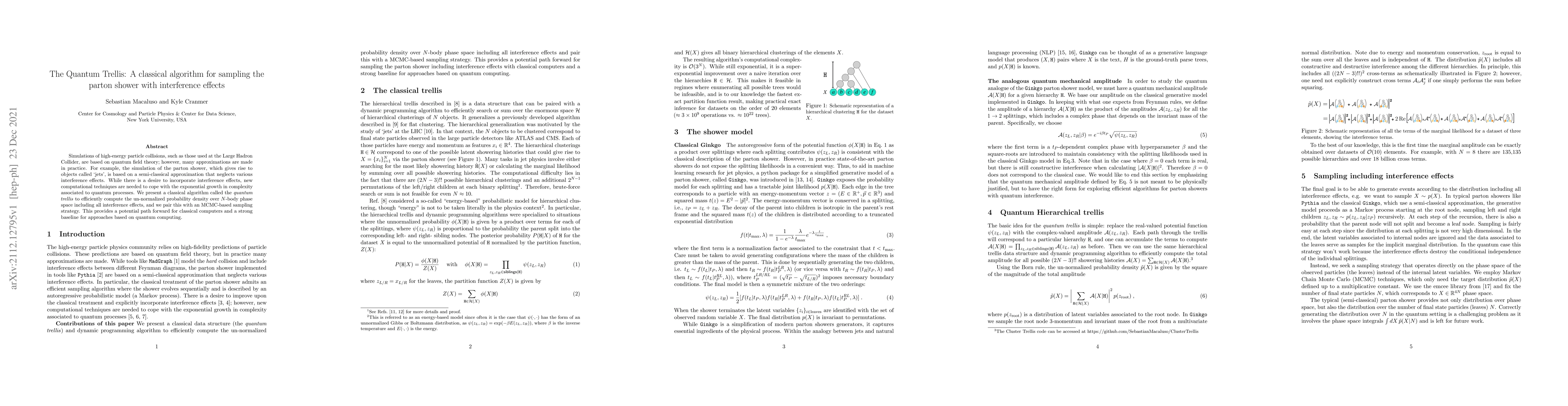Thumbnail for The Quantum Trellis: A classical algorithm for sampling the parton
  shower with interference effects