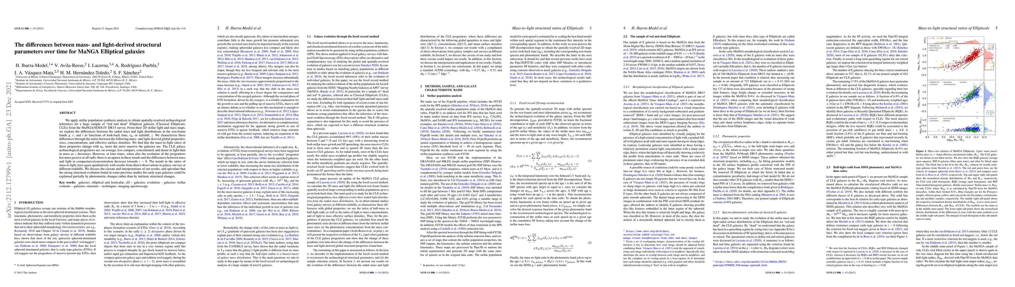 Thumbnail for The differences between mass- and light-derived structural parameters
  over time for MaNGA Elliptical galaxies
