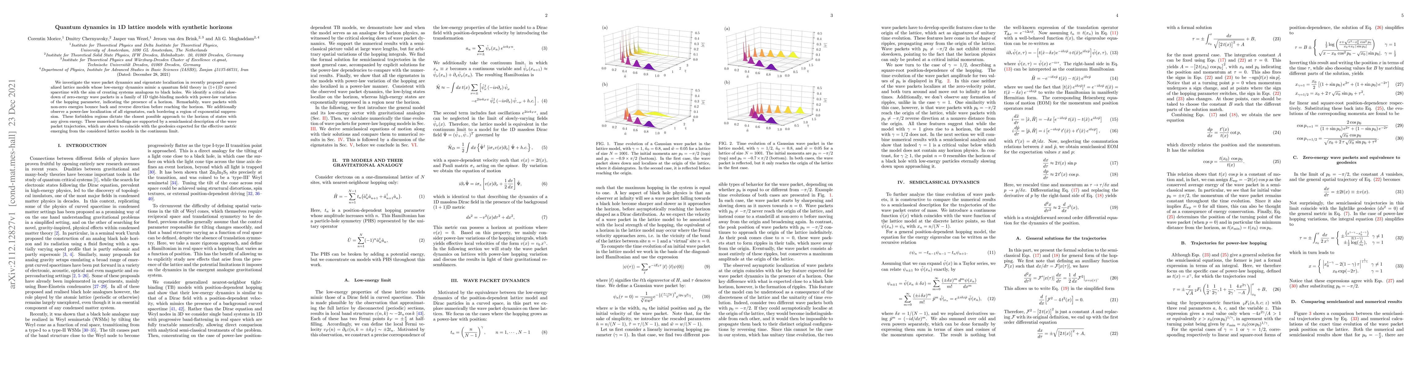 Thumbnail for Quantum dynamics in 1D lattice models with synthetic horizons