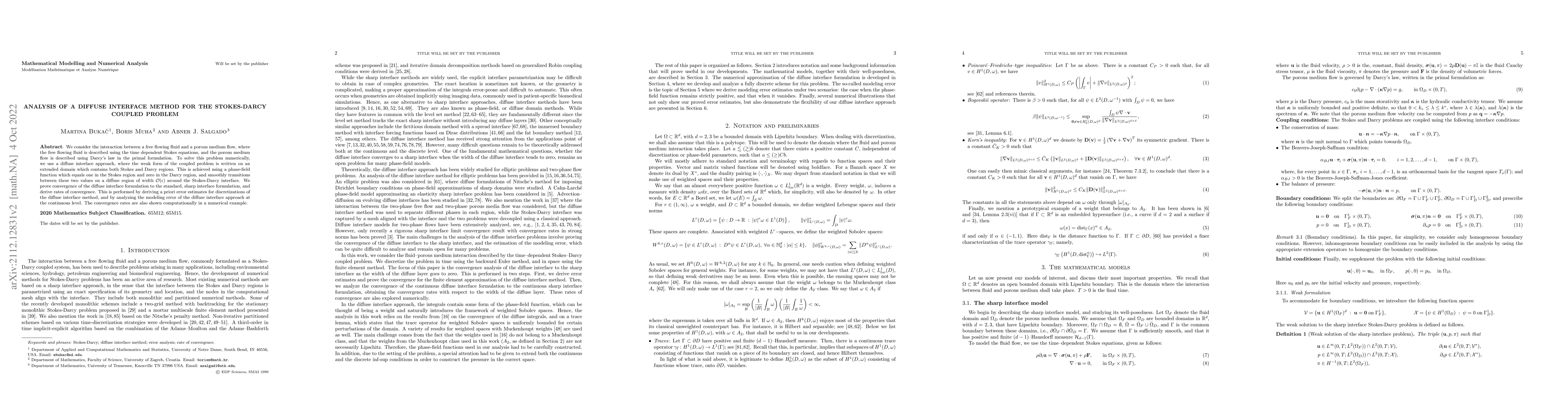 Thumbnail for Analysis of a diffuse interface method for the Stokes-Darcy coupled
  problem