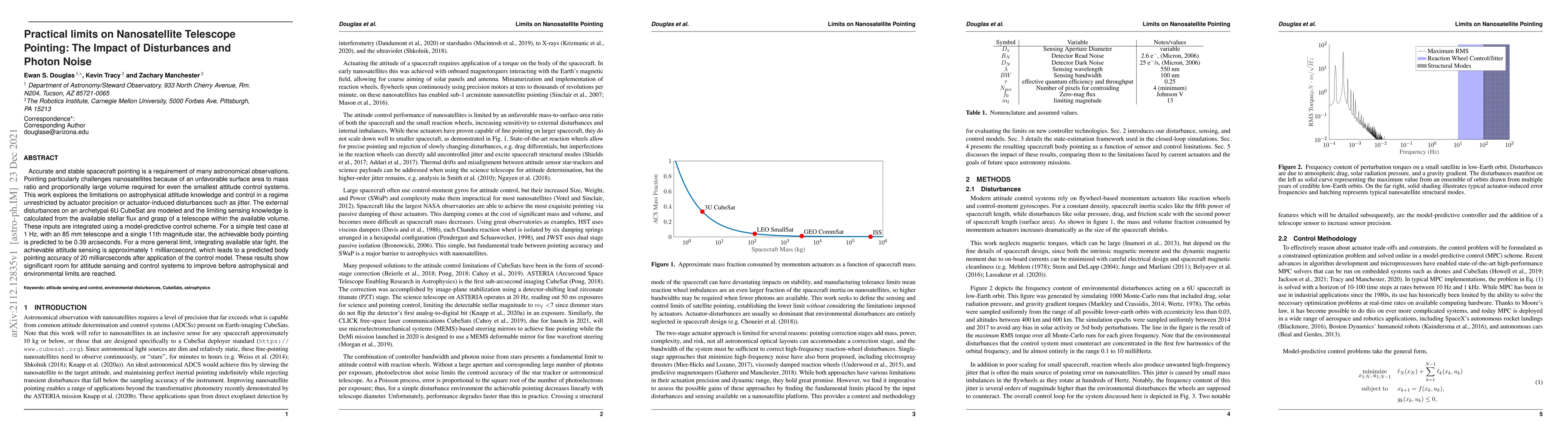 Thumbnail for Practical limits on Nanosatellite Telescope Pointing: The Impact of
  Disturbances and Photon Noise
