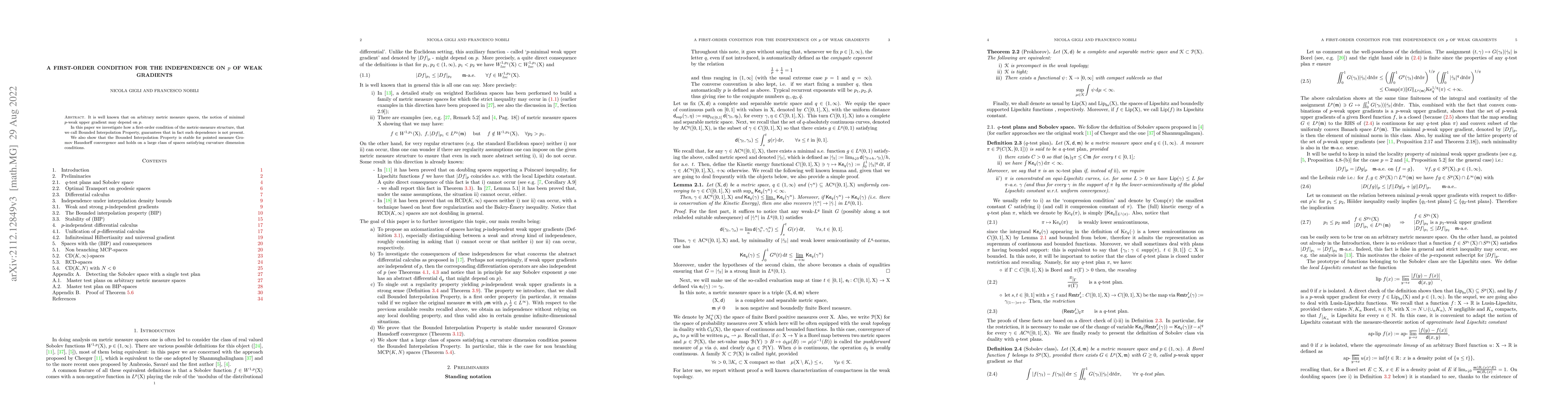 Thumbnail for A first-order condition for the independence on $p$ of weak gradients