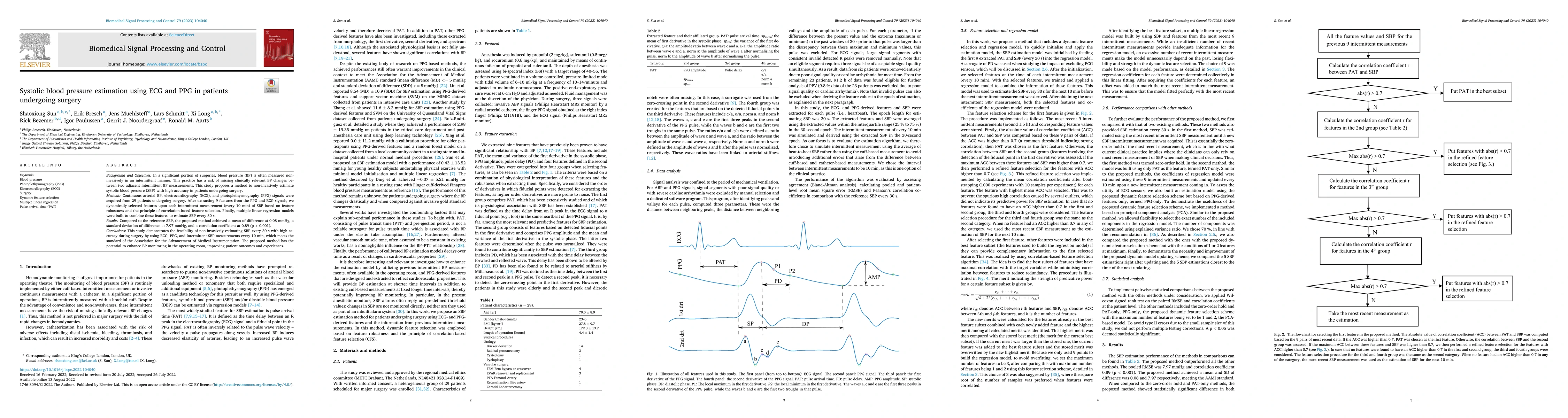 Thumbnail for Systolic blood pressure estimation using ECG and PPG in patients
  undergoing surgery