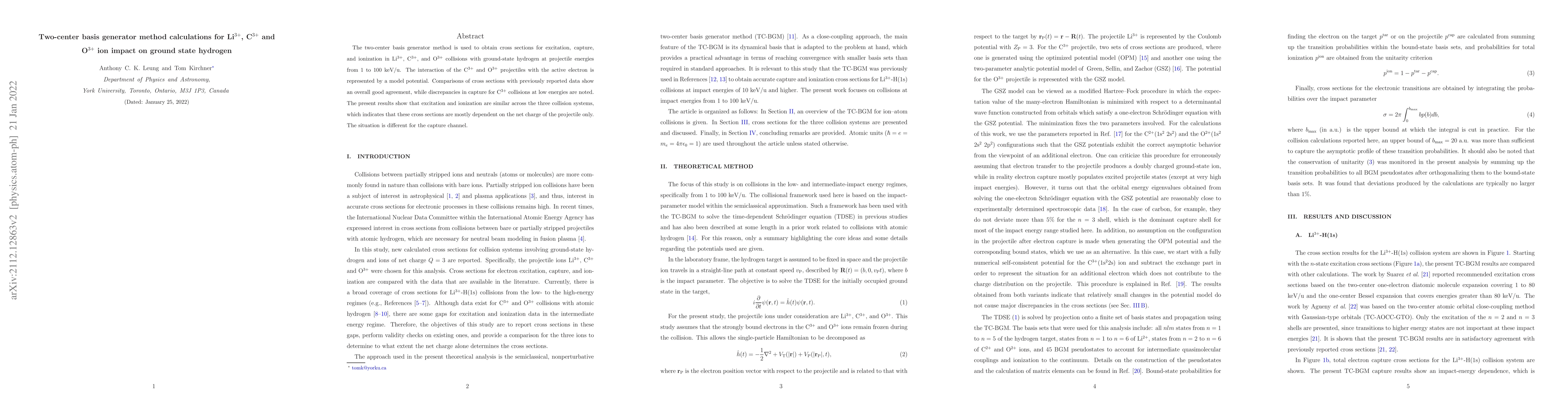 Thumbnail for Two-center basis generator method calculations for Li$^{3+}$, C$^{3+}$
  and O$^{3+}$ ion impact on ground state hydrogen