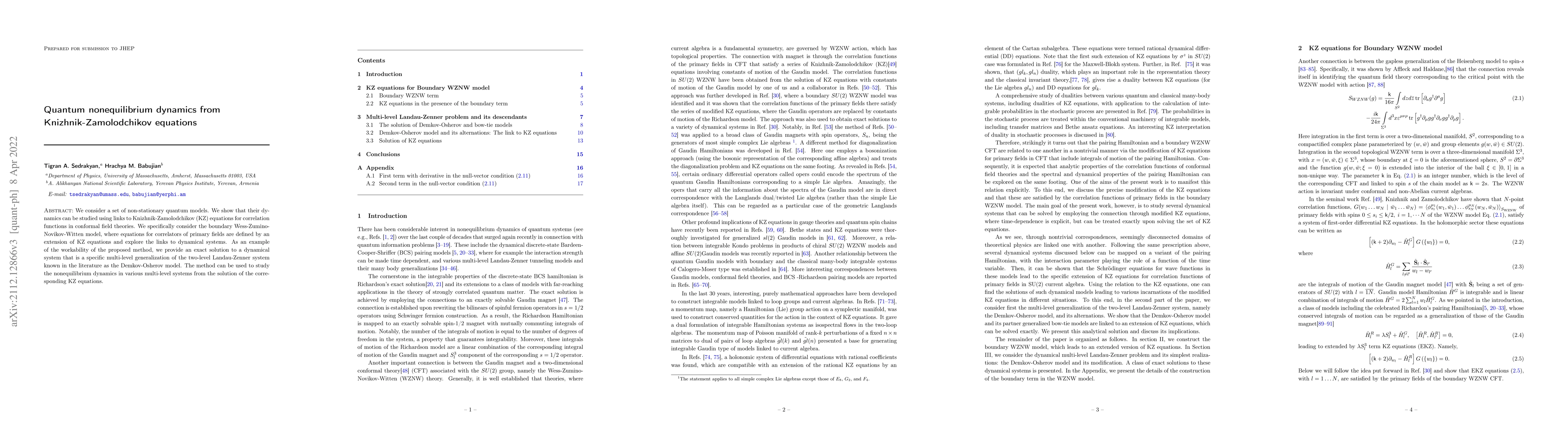 Thumbnail for Quantum nonequilibrium dynamics from Knizhnik-Zamolodchikov equations