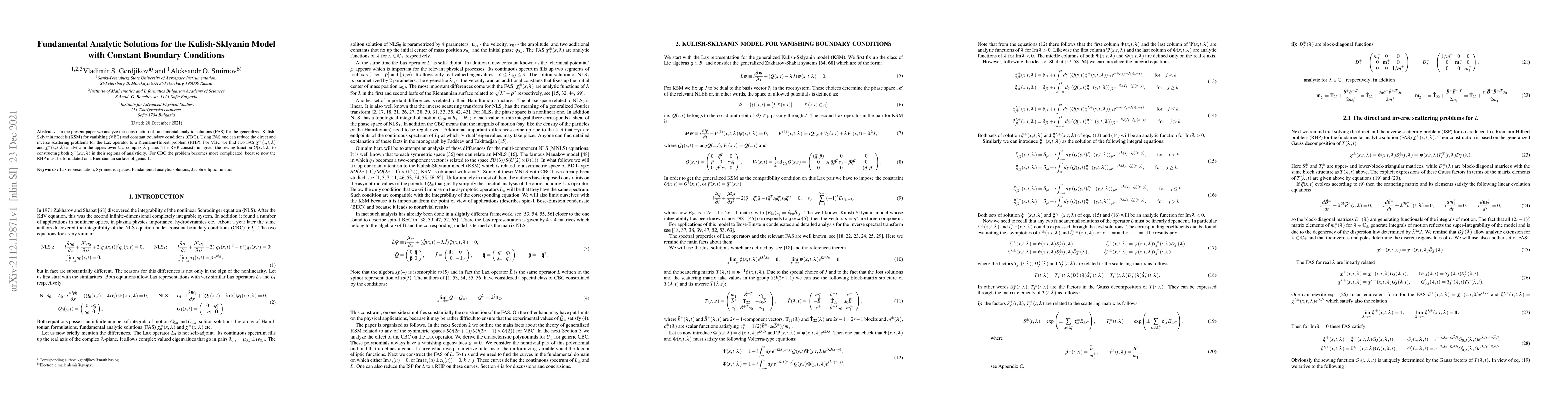 Thumbnail for Fundamental Analytic Solutions for the Kulish-Sklyanin Model with
  Constant Boundary Conditions