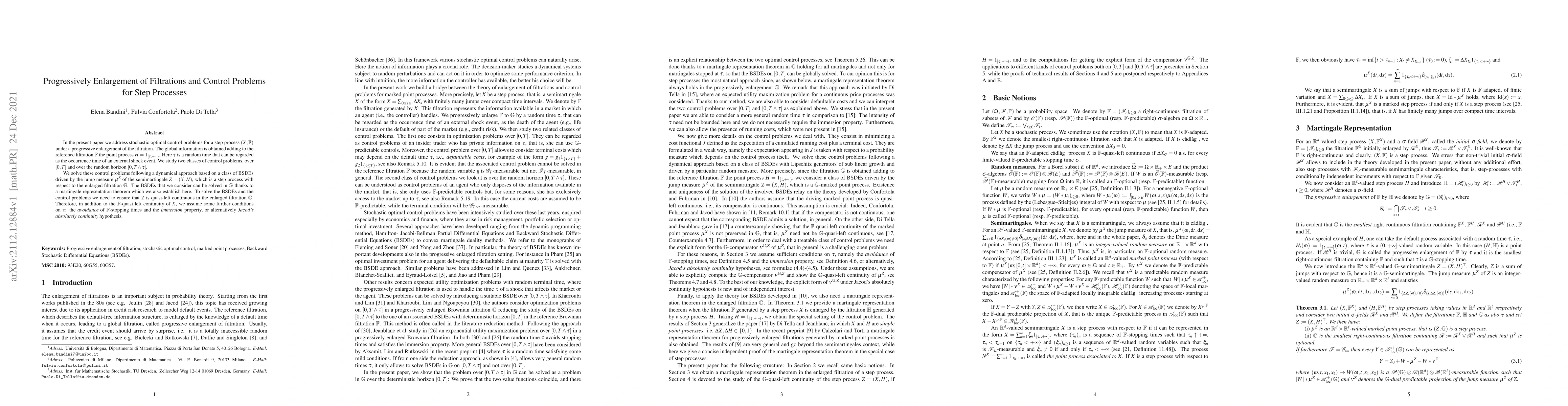 Thumbnail for Progressively Enlargement of Filtrations and Control Problems for Step
  Processes