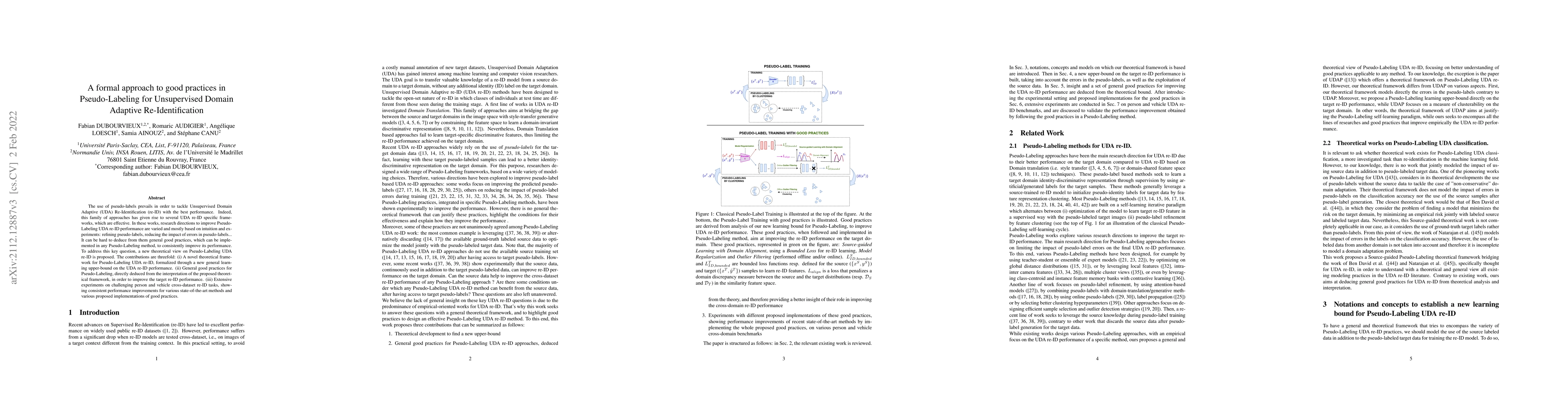Thumbnail for A formal approach to good practices in Pseudo-Labeling for Unsupervised
  Domain Adaptive Re-Identification