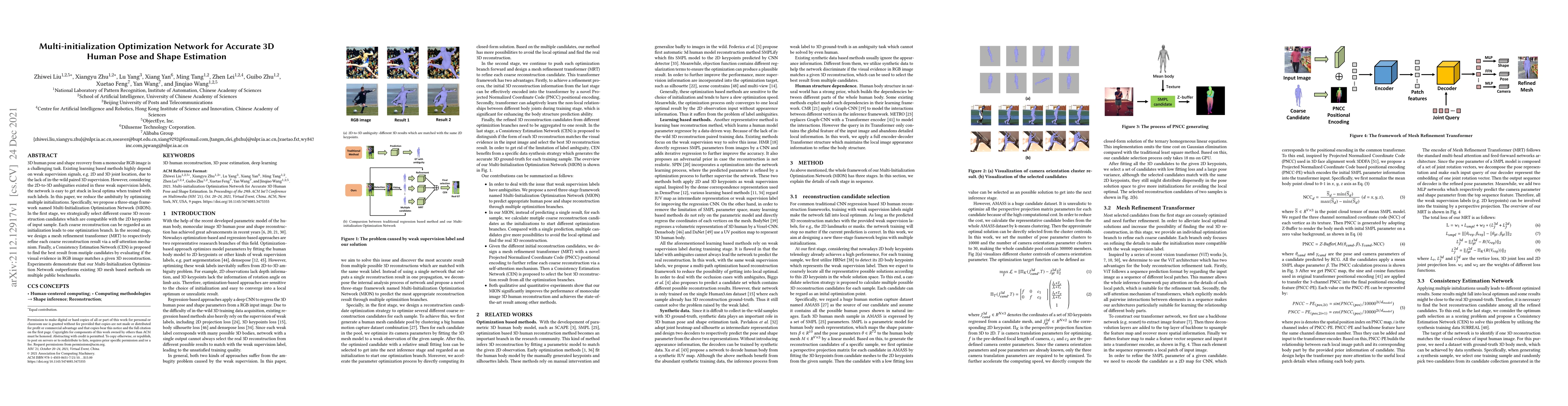 Thumbnail for Multi-initialization Optimization Network for Accurate 3D Human Pose and
  Shape Estimation