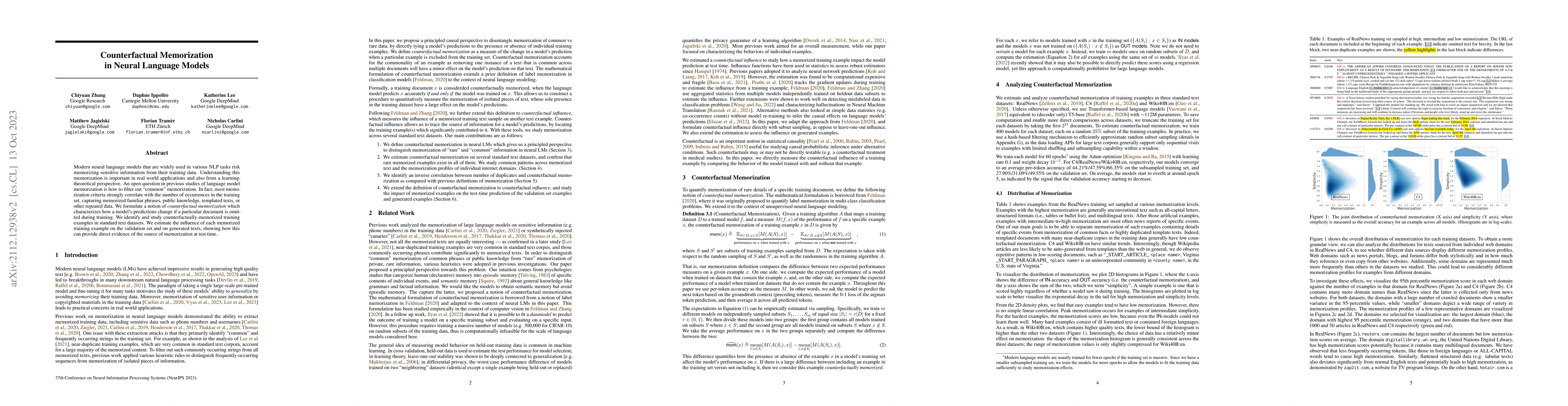 Thumbnail for Counterfactual Memorization in Neural Language Models