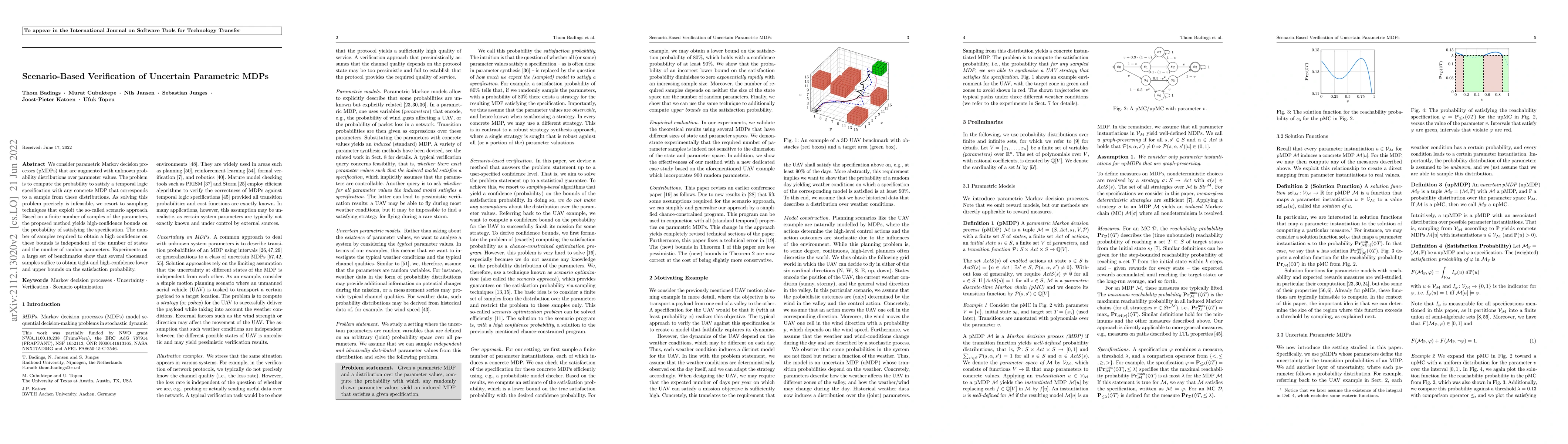 Thumbnail for Scenario-Based Verification of Uncertain Parametric MDPs