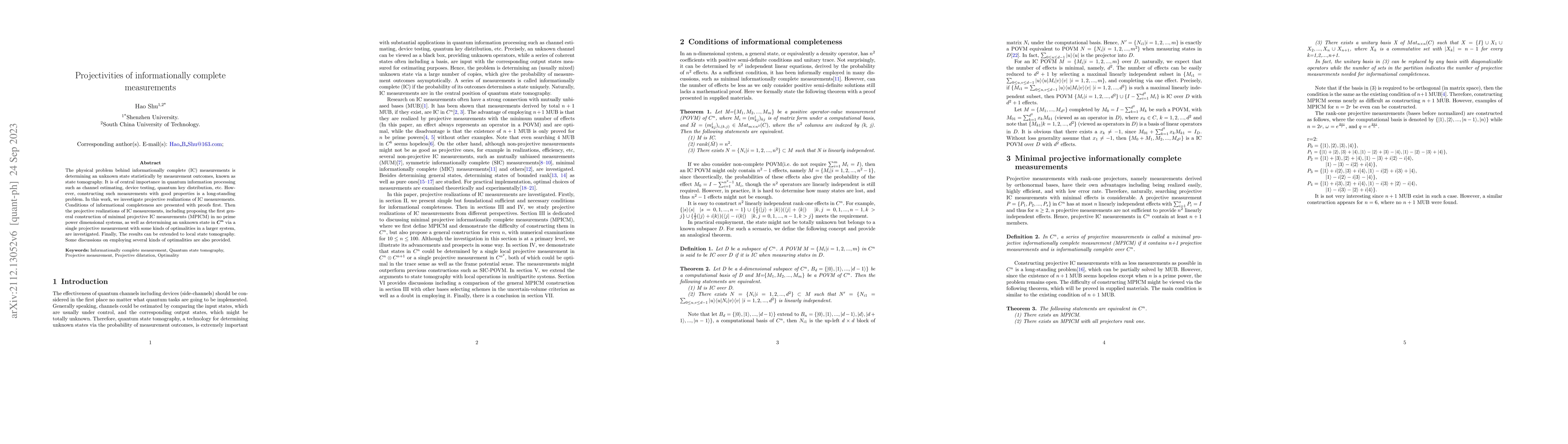 Thumbnail for Projectivities of informationally complete measurements