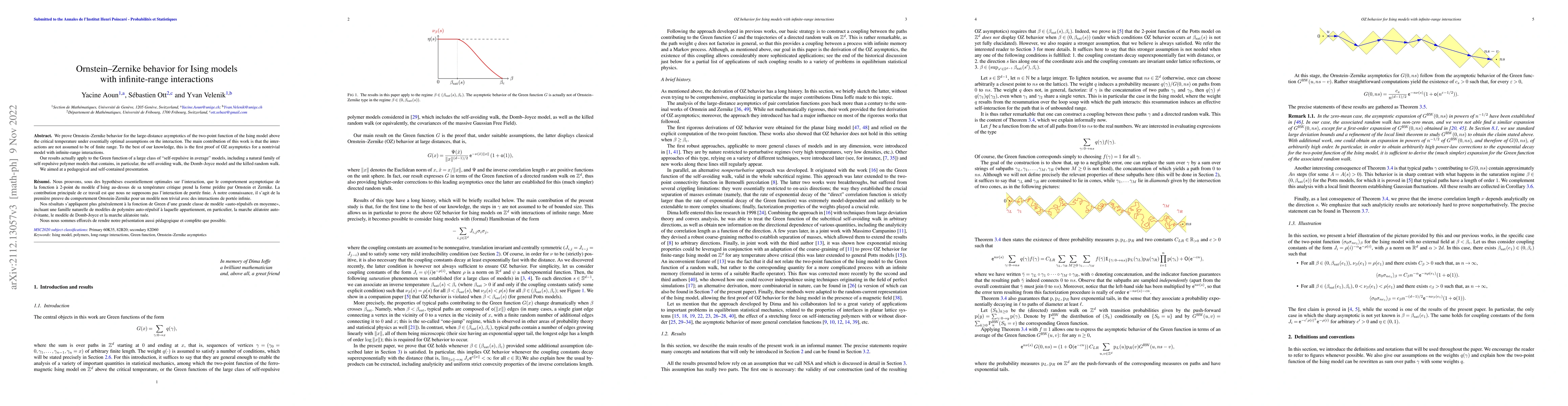 Thumbnail for Ornstein-Zernike behavior for Ising models with infinite-range
  interactions