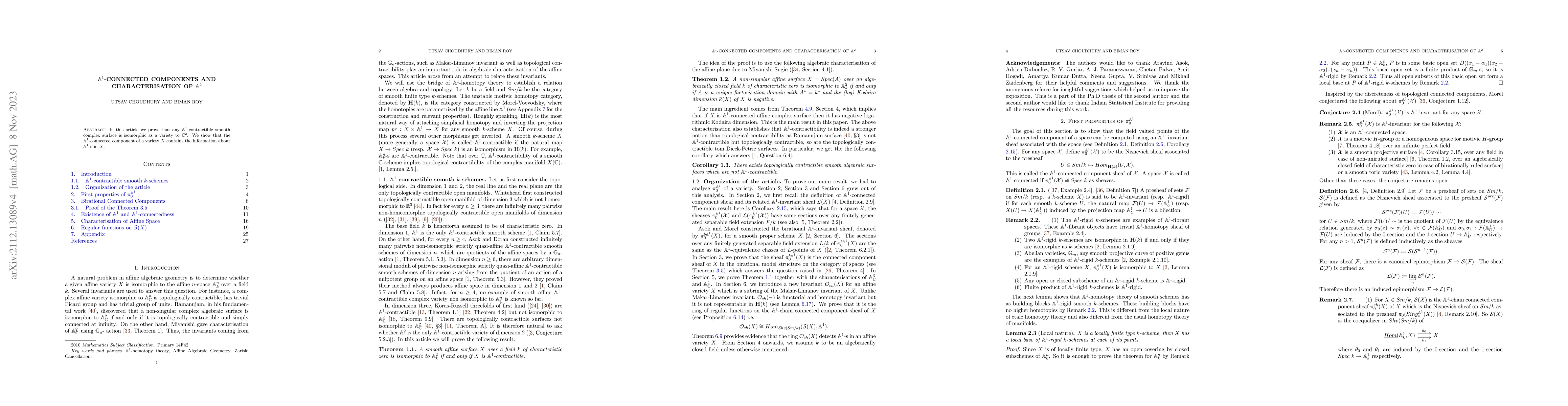 Thumbnail for $\mathbb{A}^1$-connected components and characterisation of
  $\mathbb{A}^2$