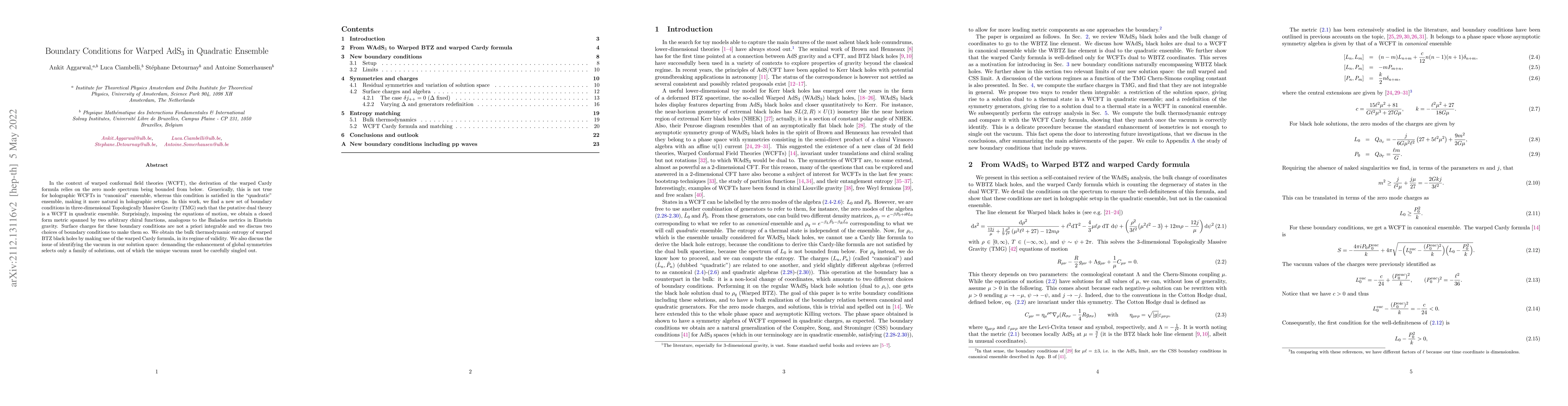 Thumbnail for Boundary Conditions for Warped AdS$_3$ in Quadratic Ensemble