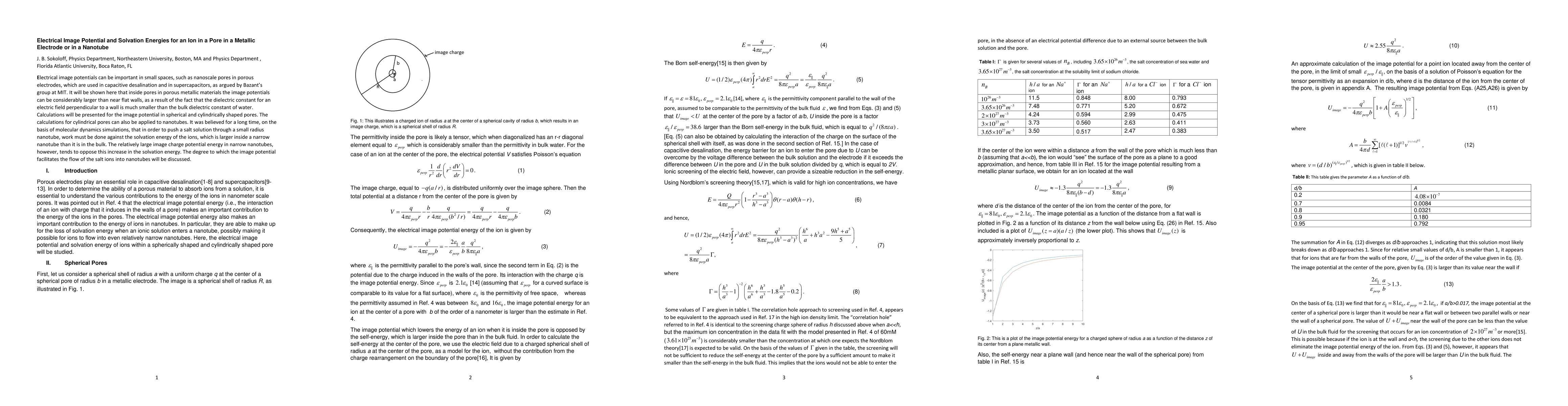 Thumbnail for Electrical Image Potential and Solvation Energies for an Ion in a Pore
  in a Metallic Electrode or in a Nanotube