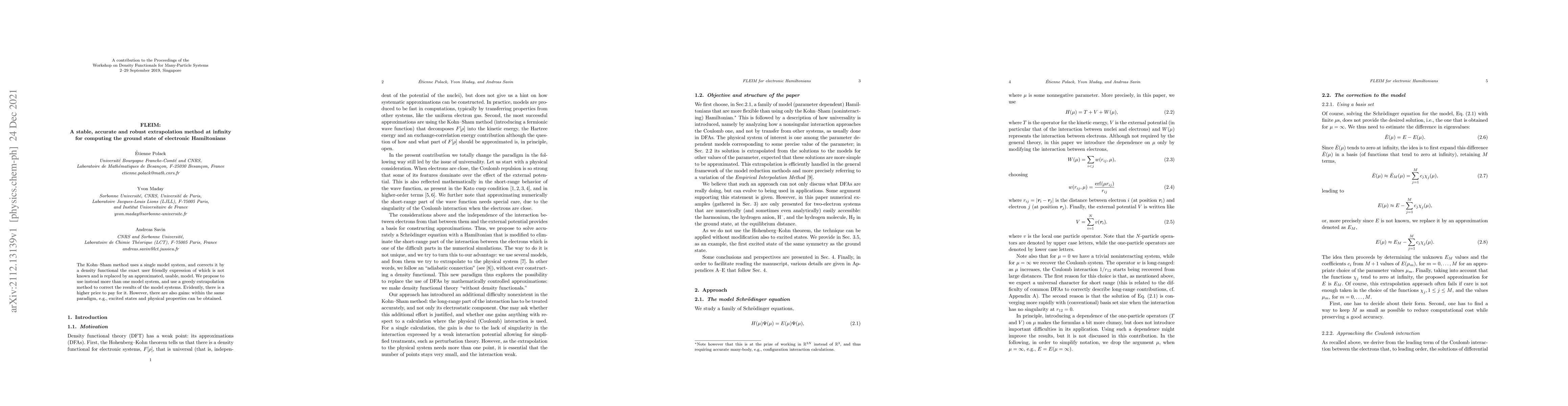 Thumbnail for FLEIM: A stable, accurate and robust extrapolation method at infinity
  for computing the ground state of electronic Hamiltonians