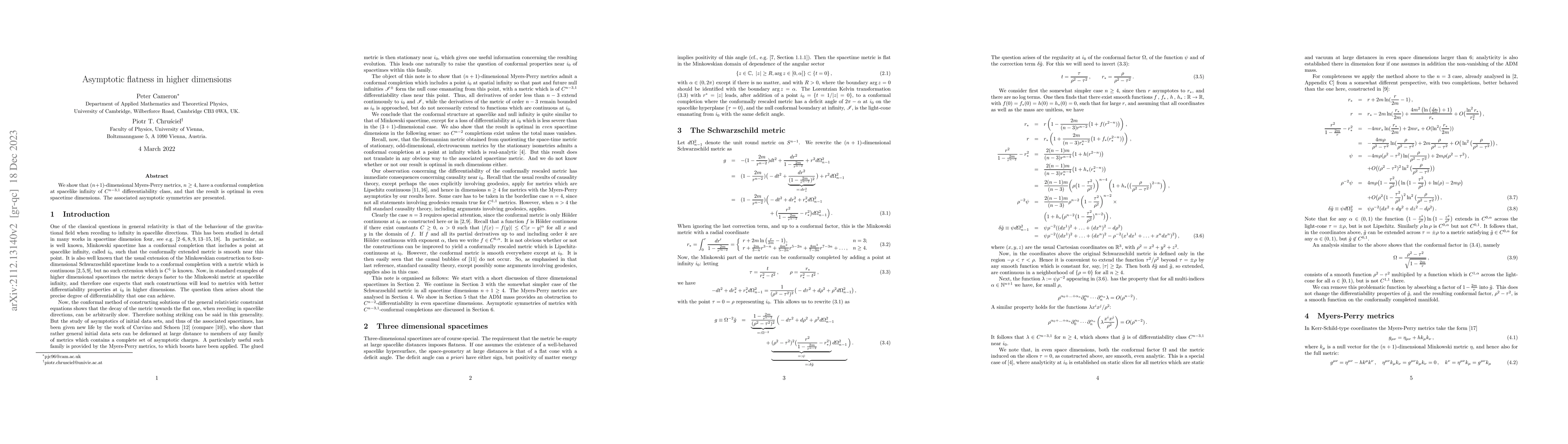 Thumbnail for Asymptotic flatness in higher dimensions