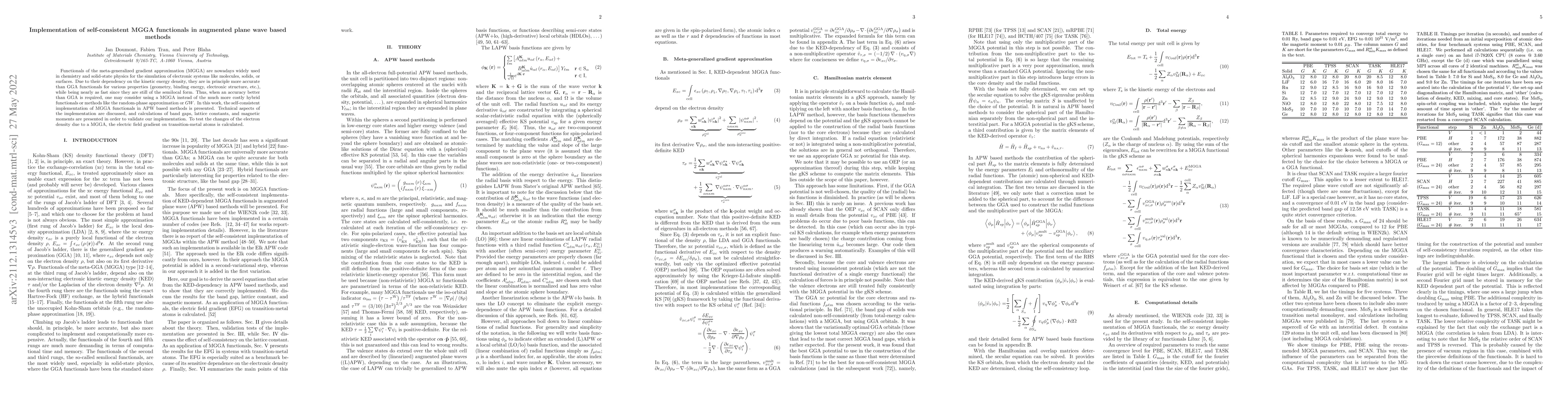 Thumbnail for Implementation of self-consistent MGGA functionals in augmented plane
  wave based methods