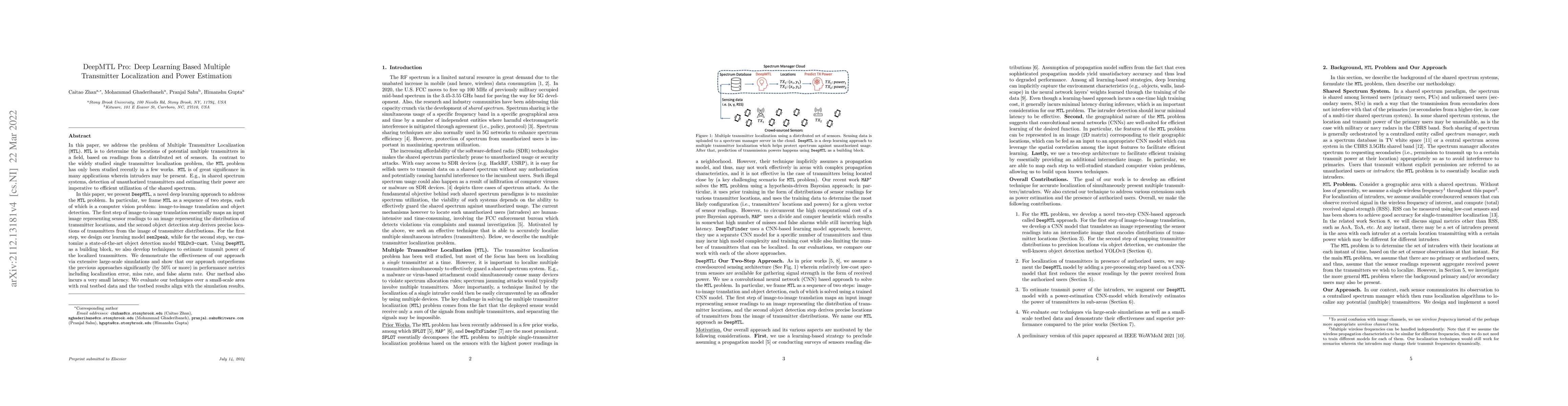 Thumbnail for DeepMTL Pro: Deep Learning Based MultipleTransmitter Localization and
  Power Estimation