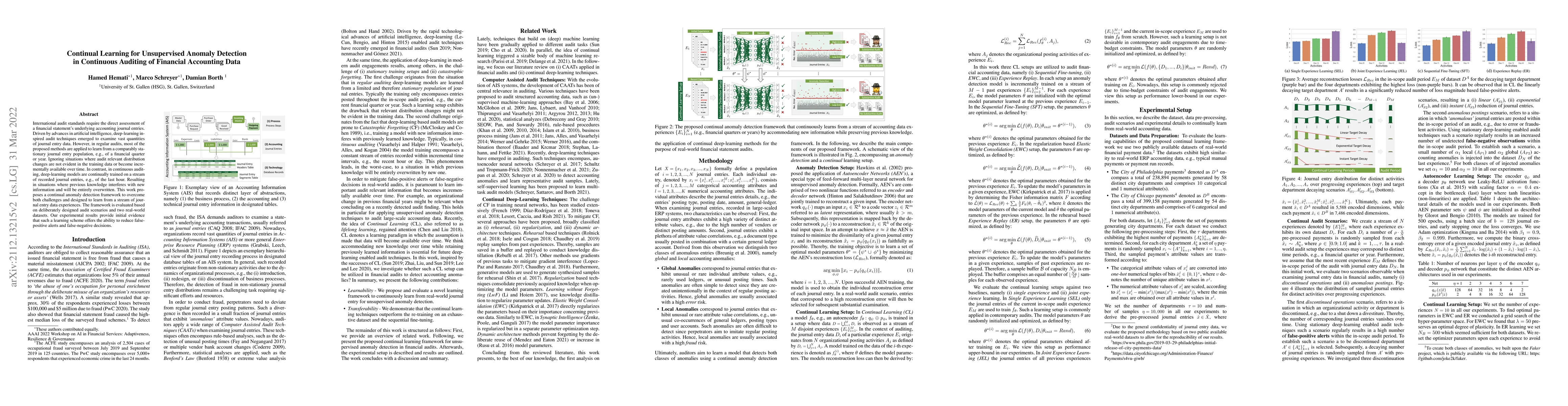 Thumbnail for Continual Learning for Unsupervised Anomaly Detection in Continuous
  Auditing of Financial Accounting Data