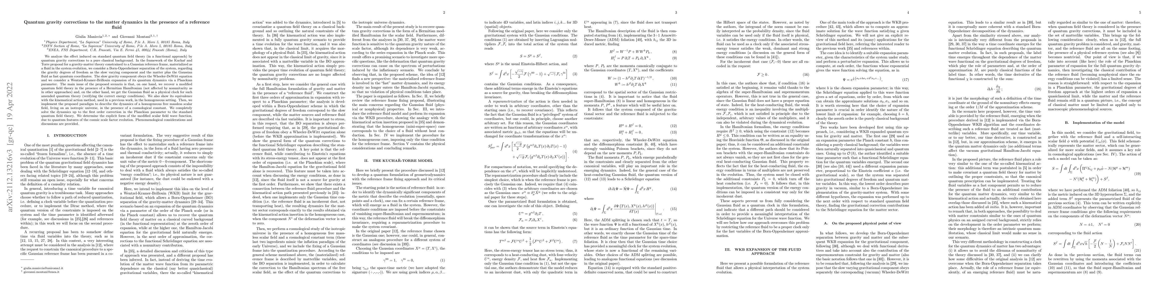 Thumbnail for Quantum gravity corrections to the matter dynamics in the presence of a
  reference fluid
