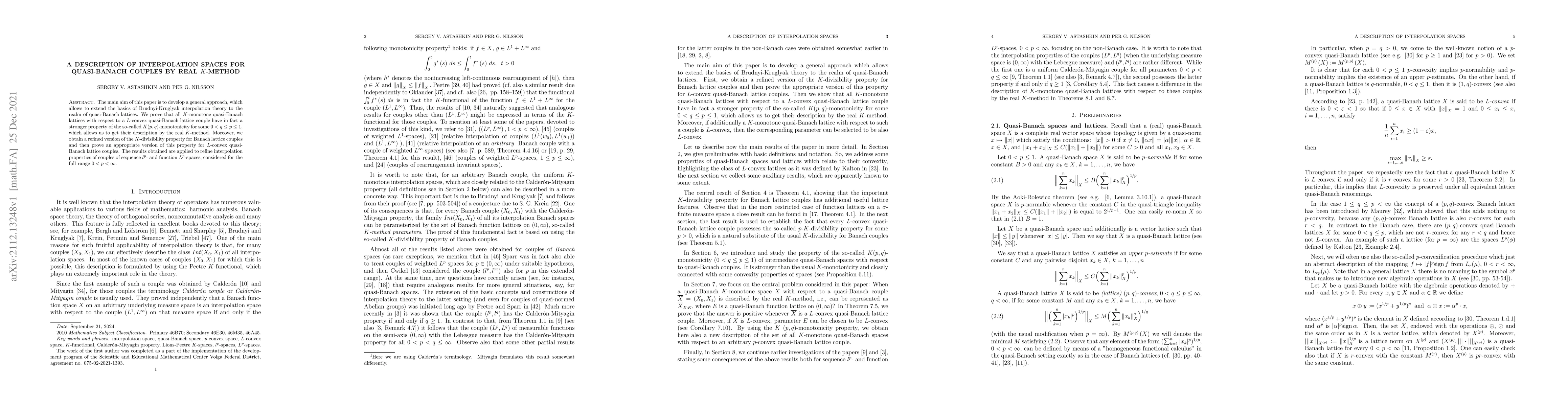 Thumbnail for A description of interpolation spaces for quasi-Banach couples by real
  $K$-method