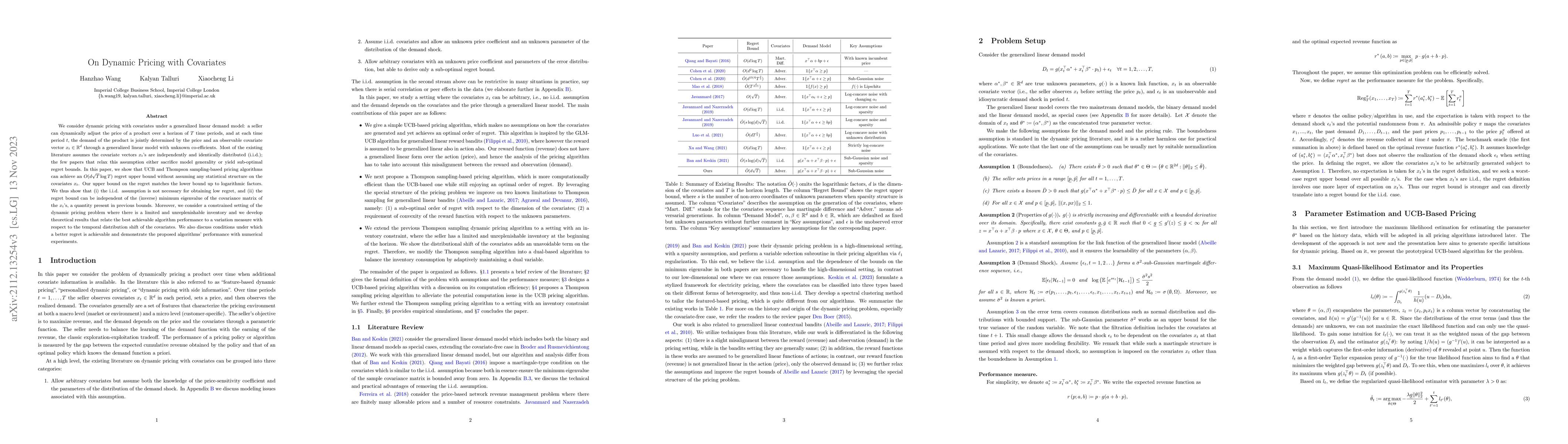 Thumbnail for On Dynamic Pricing with Covariates