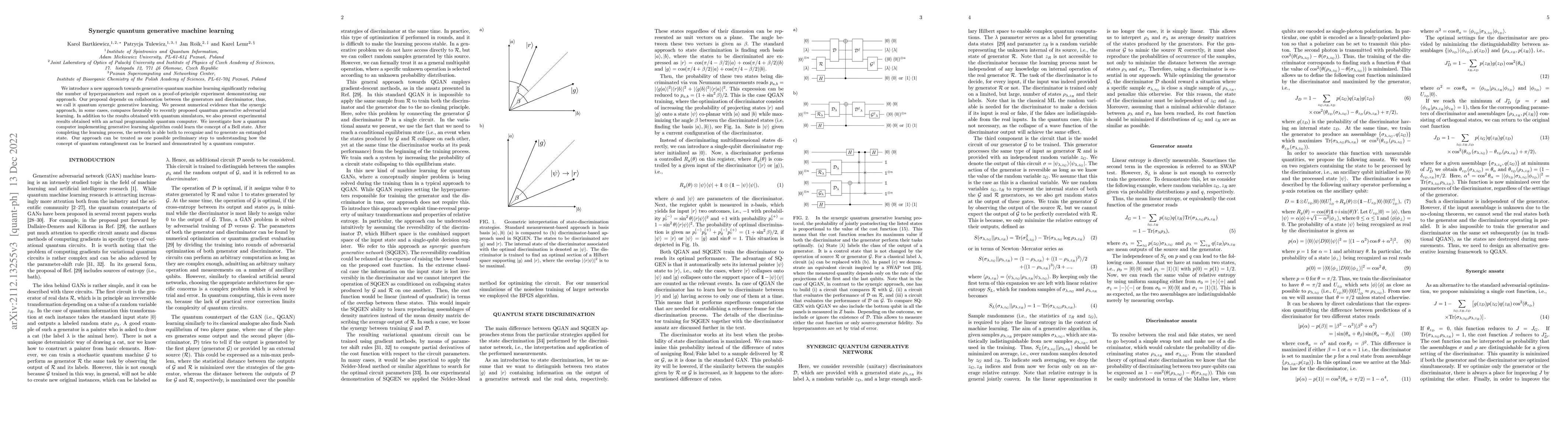 Thumbnail for Synergic quantum generative machine learning
