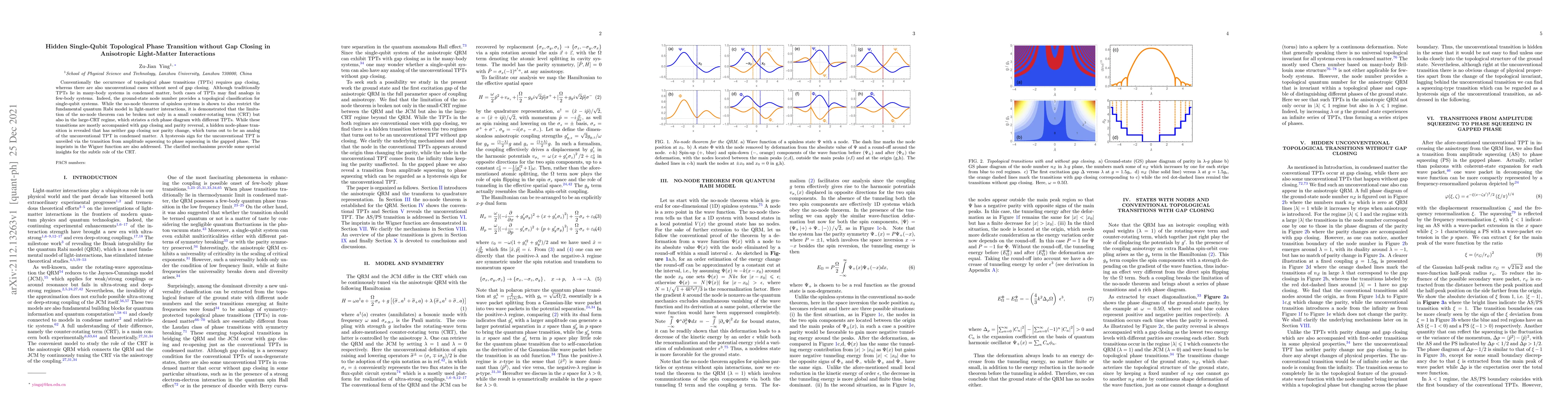 Thumbnail for Hidden Single-Qubit Topological Phase Transition without Gap Closing in
  Anisotropic Light-Matter Interactions