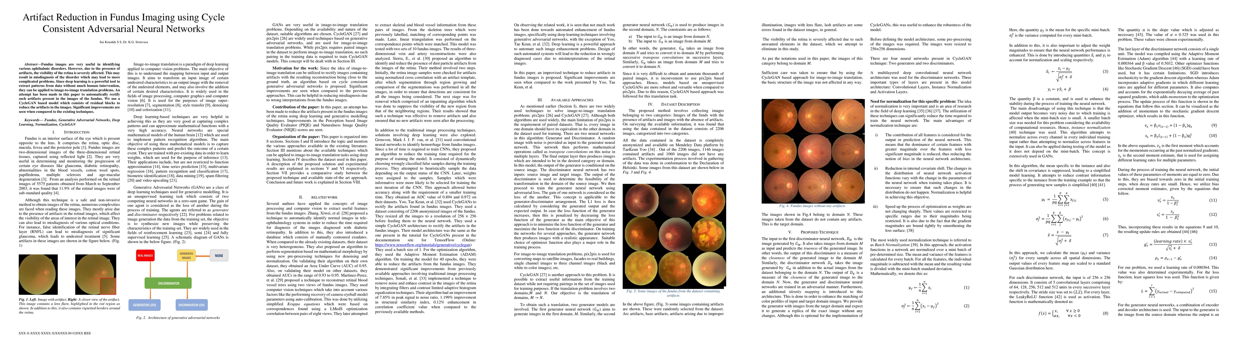 Thumbnail for Artifact Reduction in Fundus Imaging using Cycle Consistent Adversarial
  Neural Networks