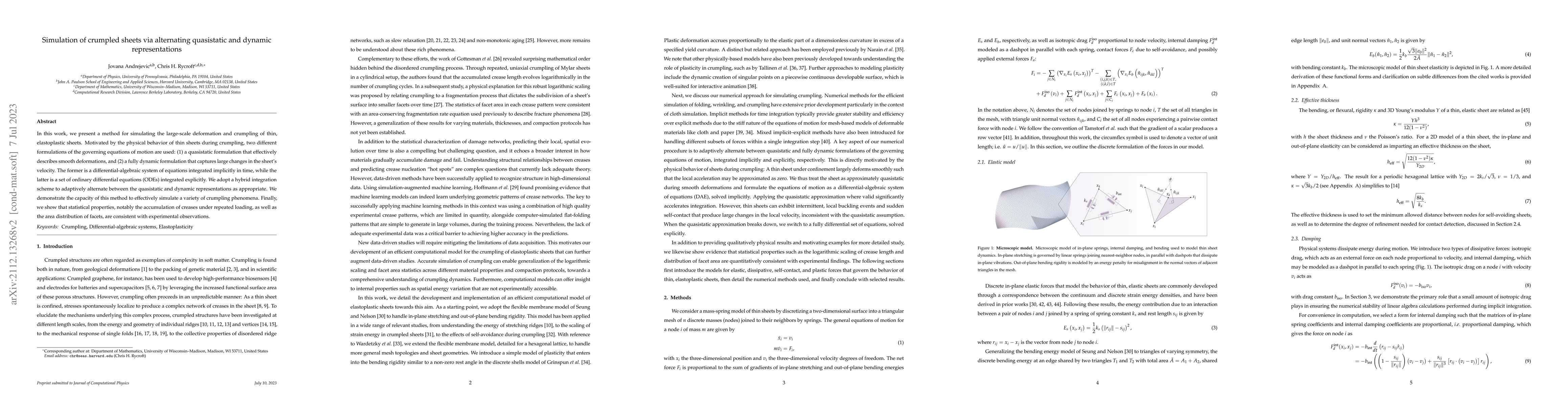 Thumbnail for Simulation of crumpled sheets via alternating quasistatic and dynamic
  representations