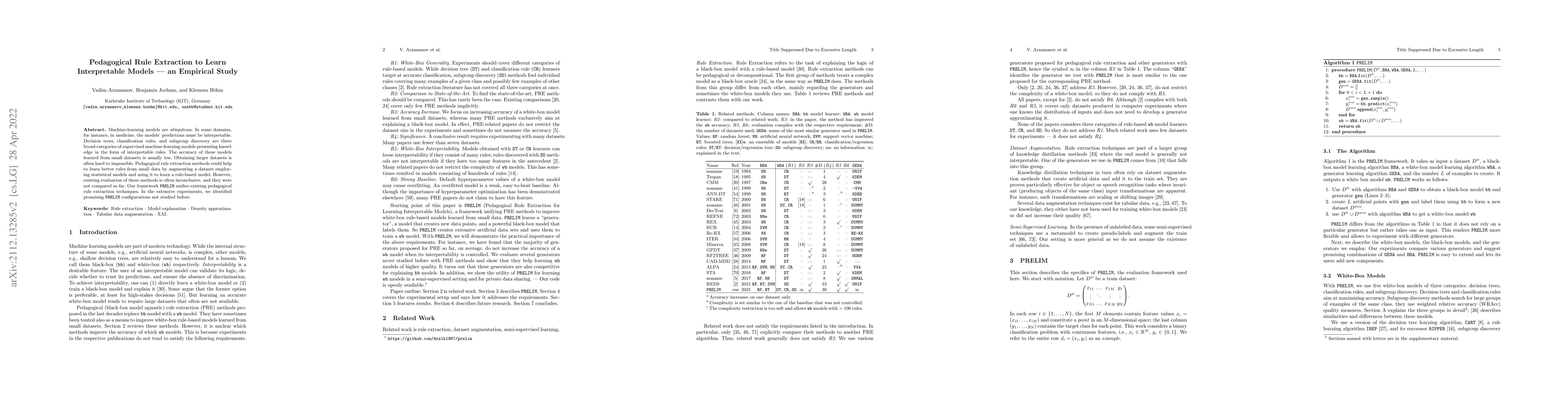 Thumbnail for Pedagogical Rule Extraction to Learn Interpretable Models - an Empirical
  Study