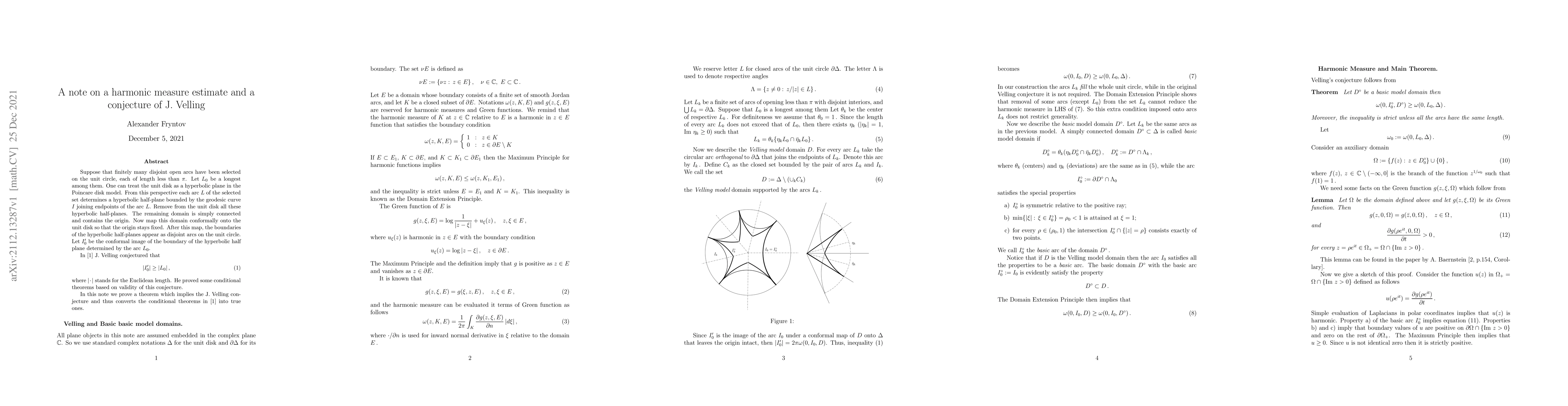 Thumbnail for A note on a harmonic measure estimate and a conjecture of J. Velling