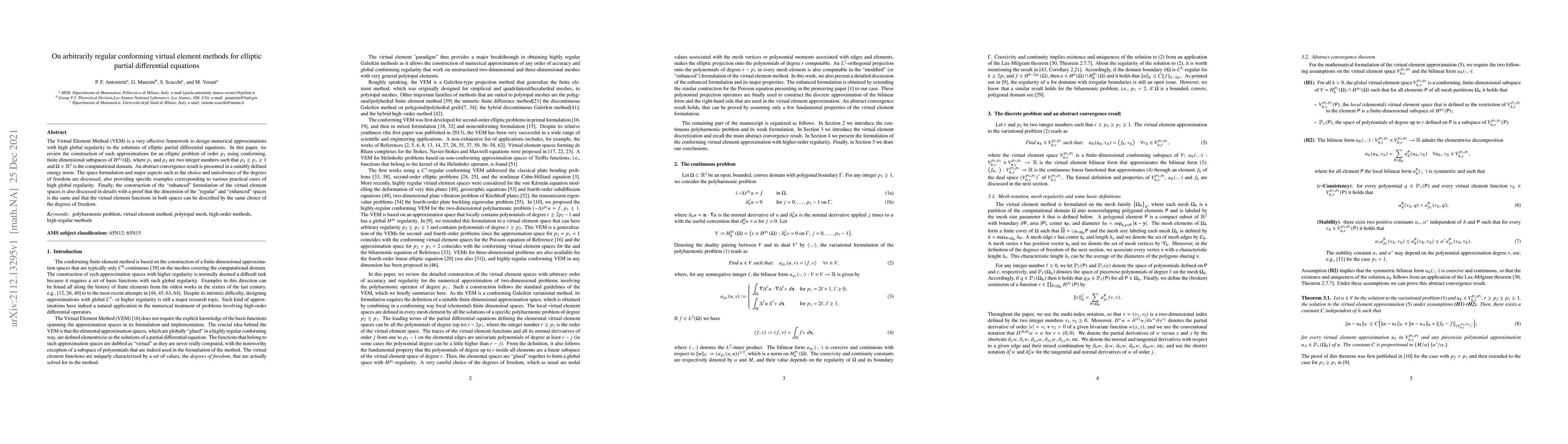 Thumbnail for On arbitrarily regular conforming virtual element methods for elliptic
  partial differential equations