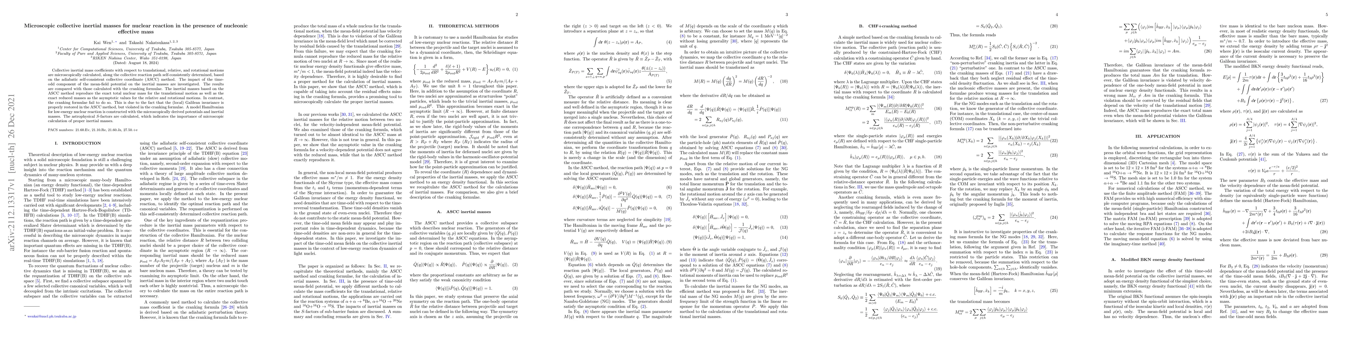 Thumbnail for Microscopic collective inertial masses for nuclear reaction in the
  presence of nucleonic effective mass