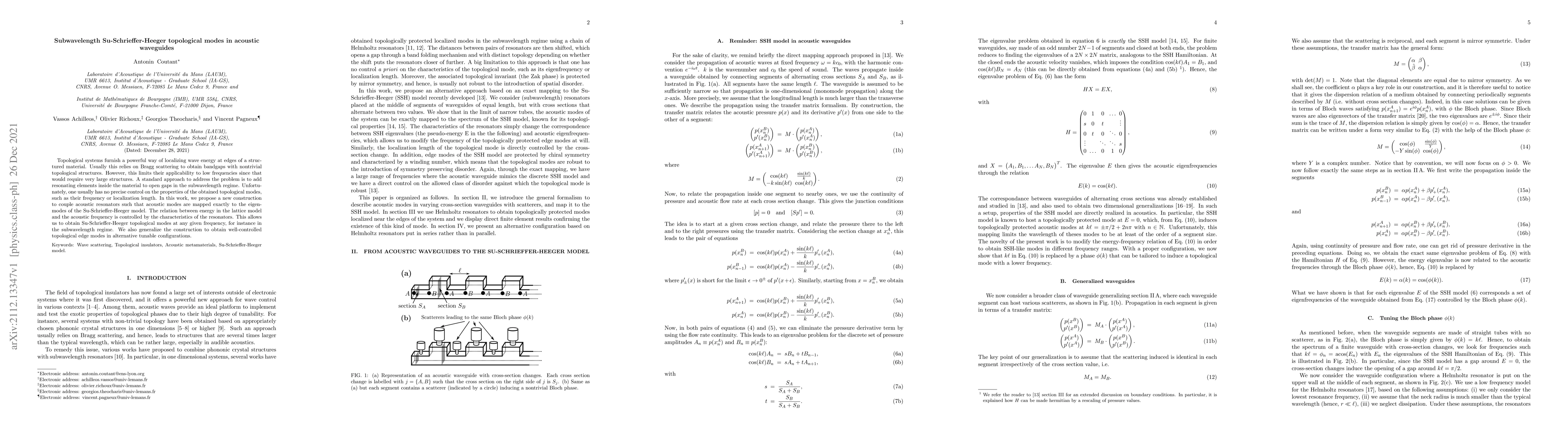 Thumbnail for Subwavelength Su-Schrieffer-Heeger topological modes in acoustic
  waveguides