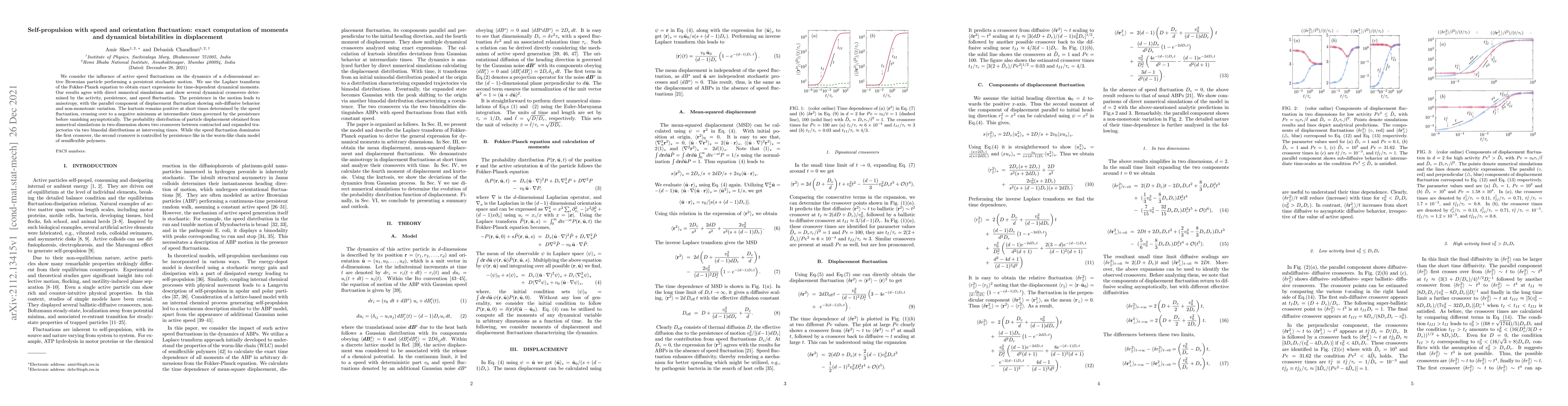 Thumbnail for Self-propulsion with speed and orientation fluctuation: exact
  computation of moments and dynamical bistabilities in displacement