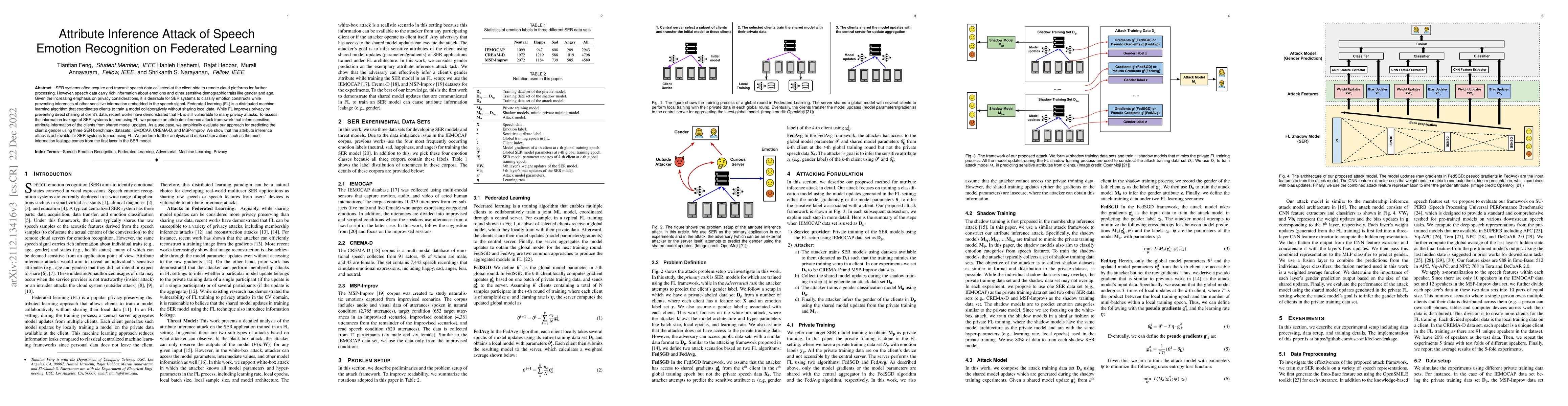 Thumbnail for Attribute Inference Attack of Speech Emotion Recognition in Federated
  Learning Settings