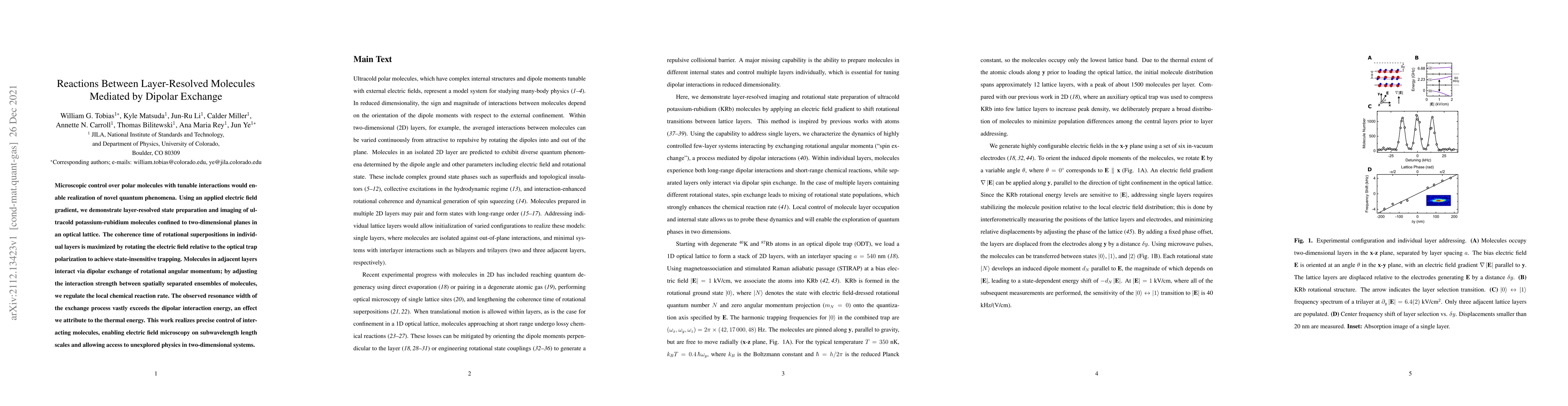 Thumbnail for Reactions Between Layer-Resolved Molecules Mediated by Dipolar Exchange
