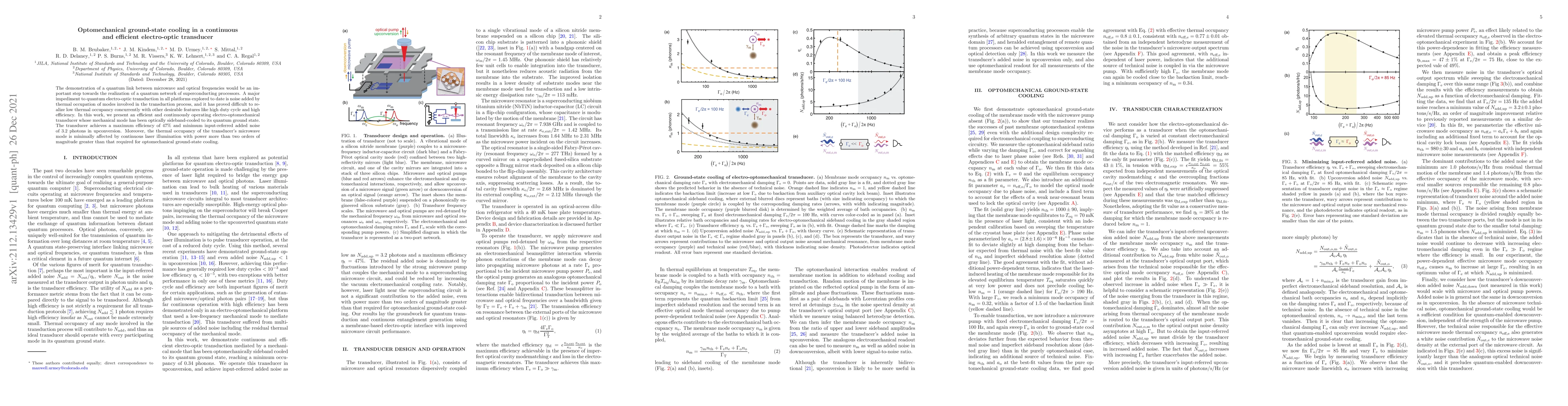 Thumbnail for Optomechanical ground-state cooling in a continuous and efficient
  electro-optic transducer