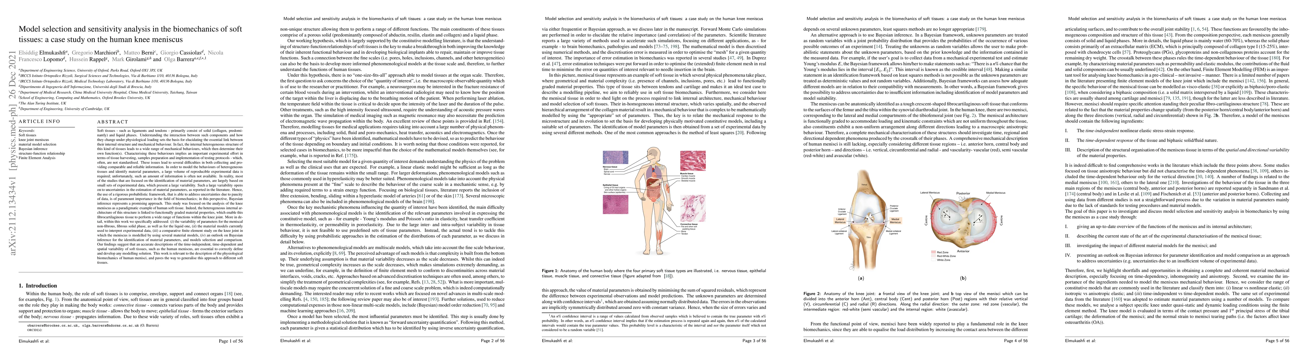 Thumbnail for Model selection and sensitivity analysis in the biomechanics of soft
  tissues: a case study on the human knee meniscus