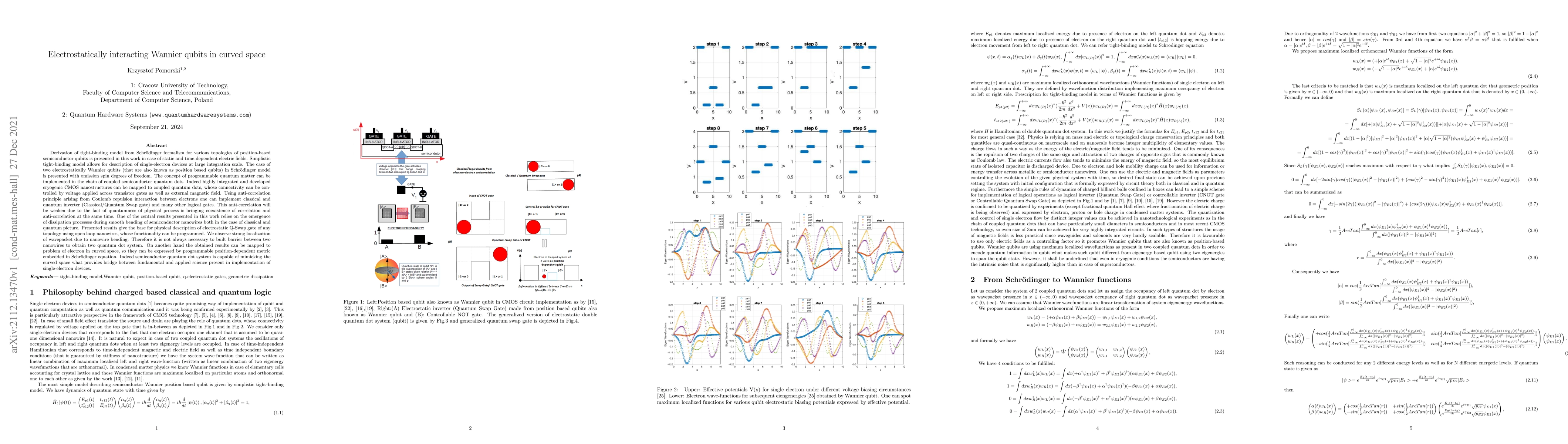 Thumbnail for Electrostatically interacting Wannier qubits in curved space