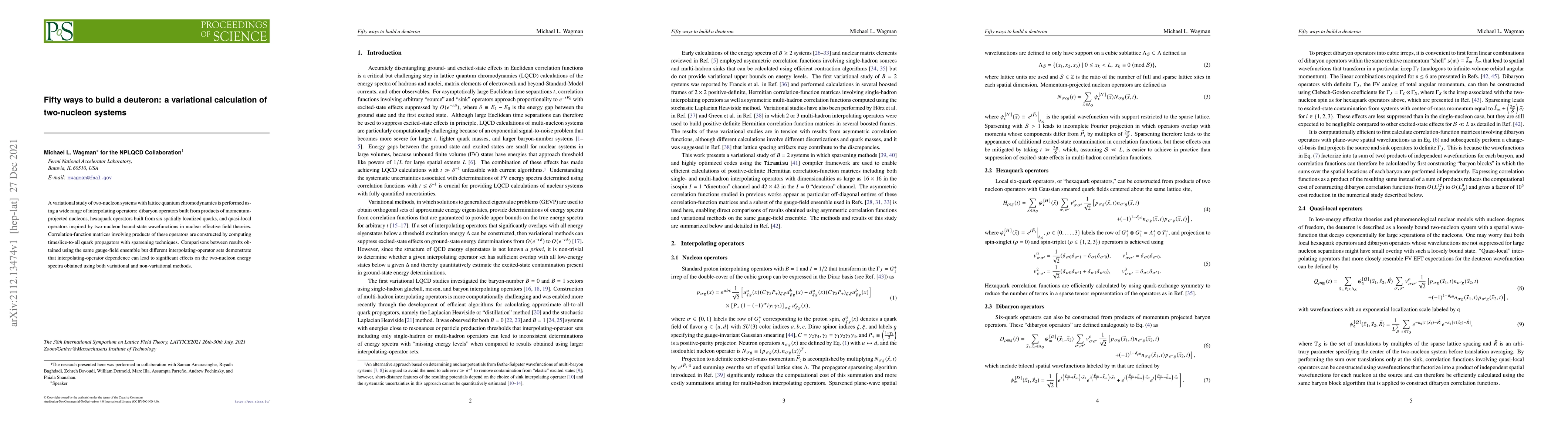Thumbnail for Fifty ways to build a deuteron: a variational calculation of two-nucleon
  systems