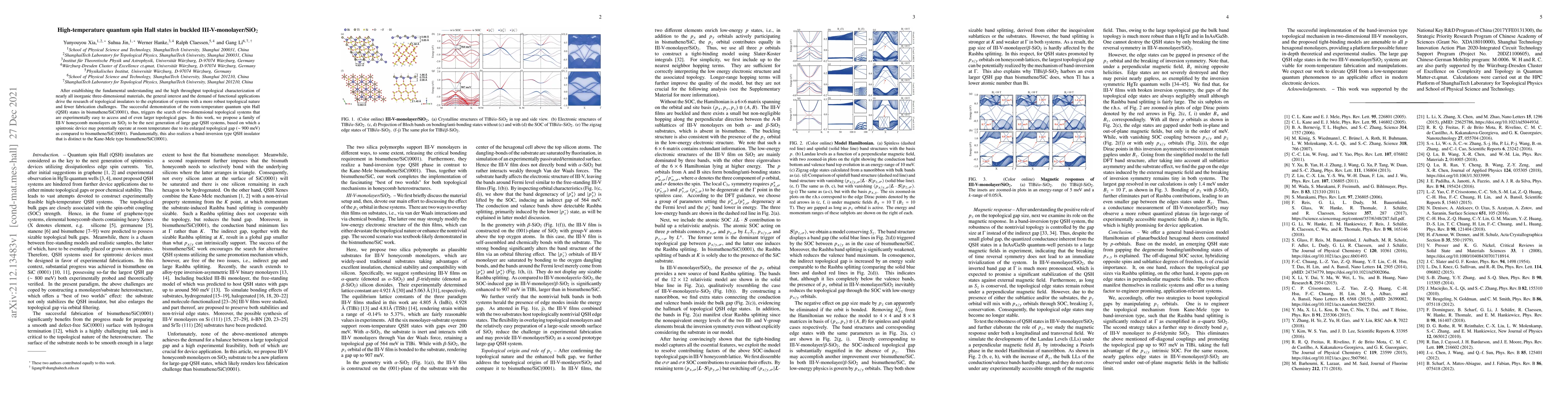 Thumbnail for High-temperature quantum spin Hall states in buckled
  III-V-monolayer/SiO$_{2}