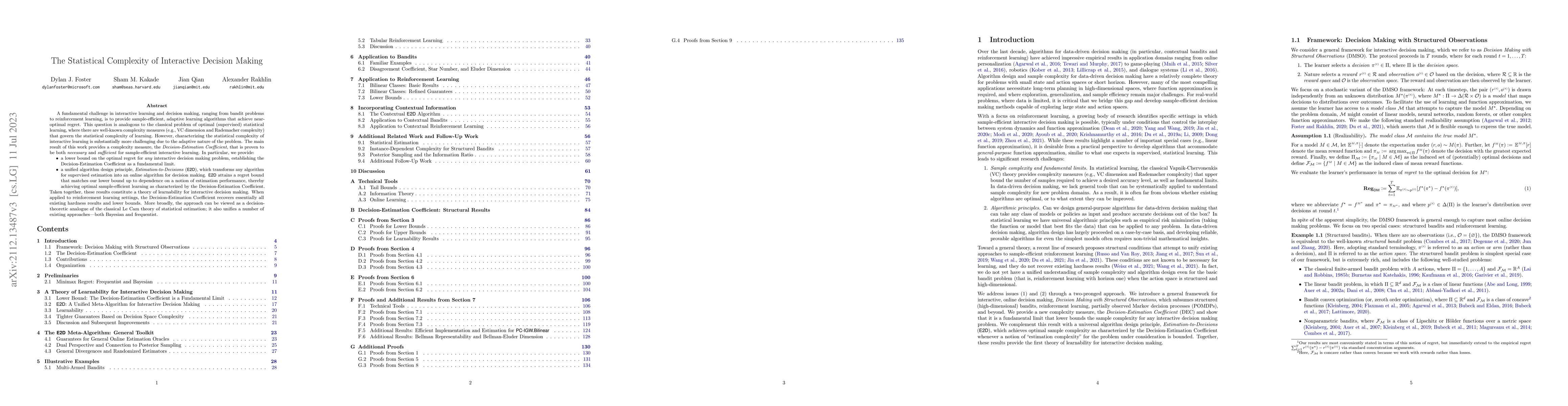 Thumbnail for The Statistical Complexity of Interactive Decision Making