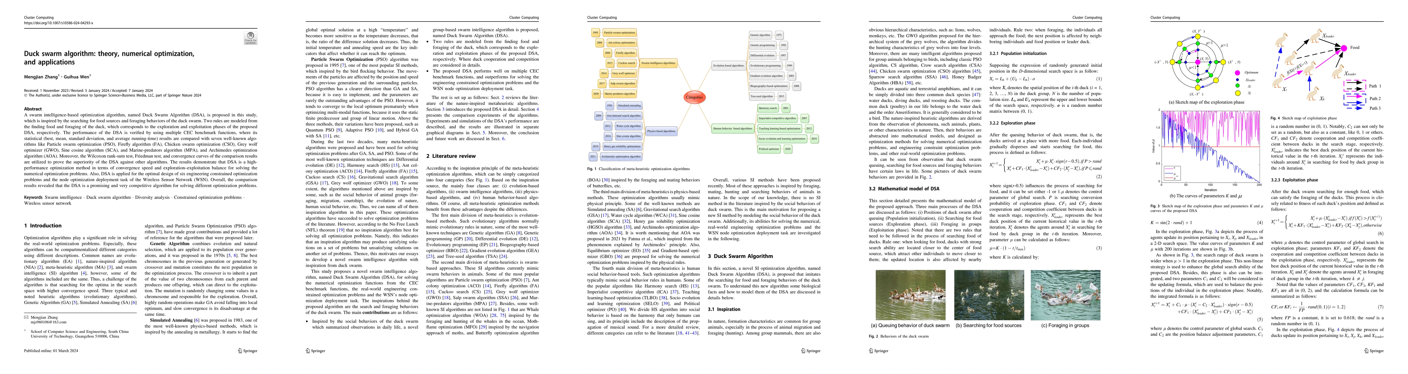 Thumbnail for Duck swarm algorithm: theory, numerical optimization, and applications