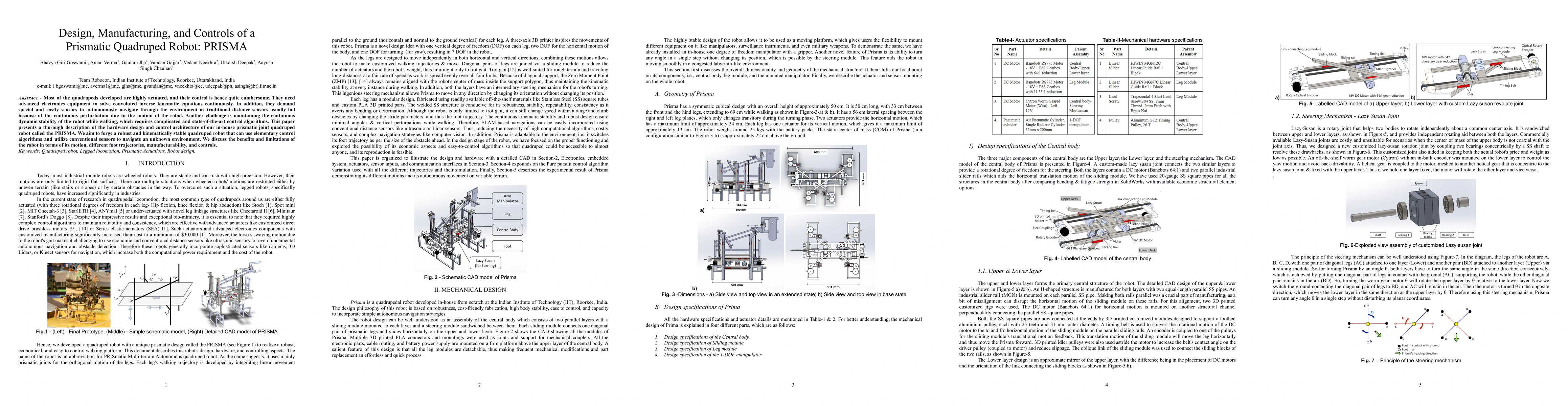 Thumbnail for Design, Manufacturing, and Controls of a Prismatic Quadruped Robot:
  PRISMA