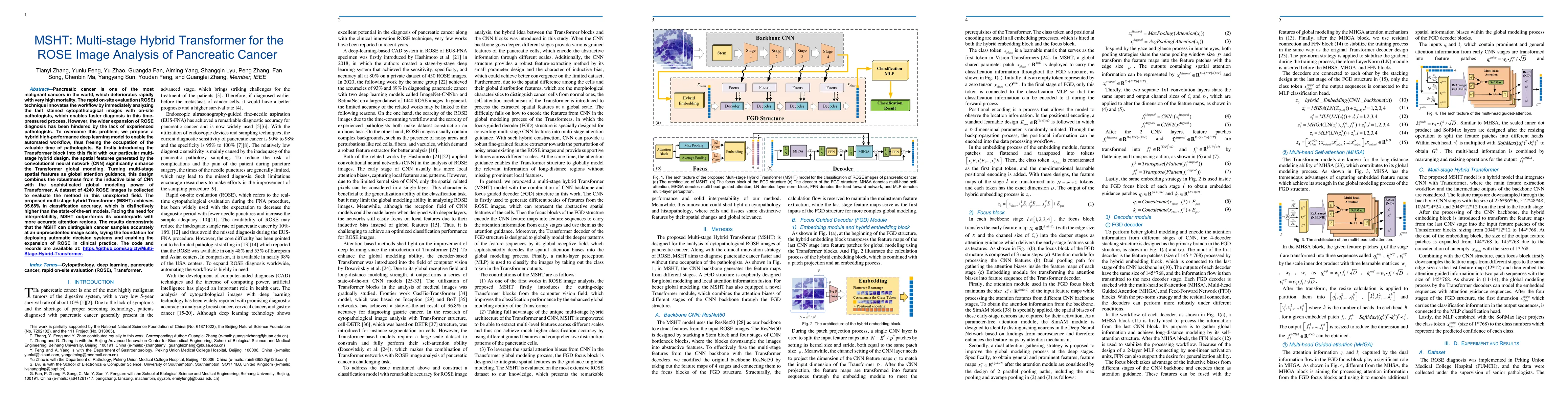 Thumbnail for MSHT: Multi-stage Hybrid Transformer for the ROSE Image Analysis of
  Pancreatic Cancer