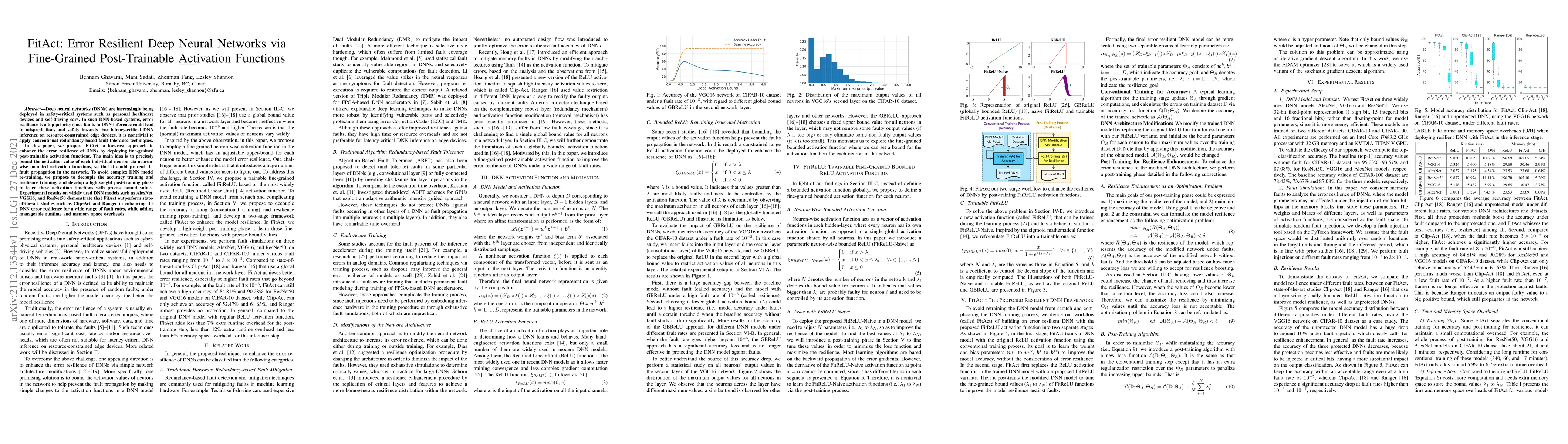 Thumbnail for FitAct: Error Resilient Deep Neural Networks via Fine-Grained
  Post-Trainable Activation Functions